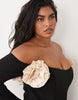 ASOS LUXE curve bardot mini skater dress with corsage details in black