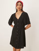 JDY linen mix mini shirt dress in black
