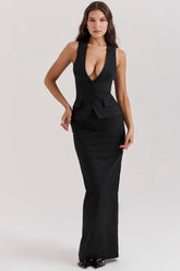 black twill maxi skirt