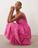 VILA tiered v neck jacquard maxi dress in pink