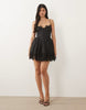 Bardot Ashta lace detail mini dress with corset detail in black