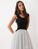 sleeveless scoop neck hybrid maxi dress in mono spot