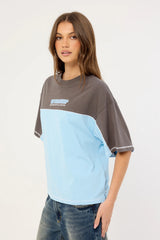 Worship Belter Panelled Box Fit Tee Willow Blue