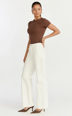 Georgina Top - Crew Neck Short Sleeve Baby Tee in Chocolate