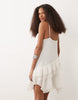 Mango ruffle detail mini dress in white