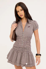 Worship Cheek Shirred Short Sleeve Shirt Blackberry