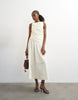 Topshop poplin ruched full skirted maxi dress in ivory