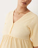 Mamalicious Maternity short sleeve nursing button detail textured jersey midi dress in yellow