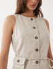 YAS linen blend tailored mini dress with coin purse tie detail in white pepper