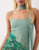 midaxi slip dress with scarf in green floral