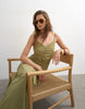 Topshop crinkle ruched front midaxi cami dress in olive