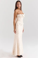 ivory metallic jacquard maxi skirt