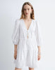 & Other Stories embroidered mini dress with front tie detail and tiered hem in white
