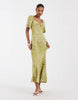 & Other Stories viscose puff sleeve midaxi dress with twist sweetheart neckline in green polka dot