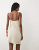 Mango cotton rich knit halterneck mini dress with statement flower in beige