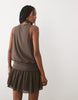 Mango cowl neck mini dress with flippy skirt in brown