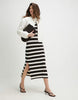 River Island knit ribbed striped dress in dark brown