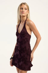 Luck & Trouble Nala Halter Mini Dress Plum