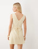 v neck mini dress in cream gingham