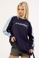Rusty Fine Line Contrast L/S Tee Navy Blue