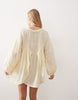 v neck laundered smock mini dress in washed lemon