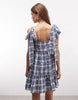 Daisy Street tiered smock mini dress in navy gingham