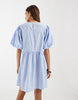 PIECES volume sleeve mini dress in blue and white gingham
