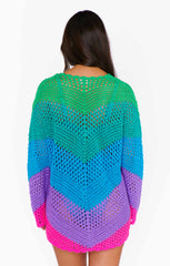Paula V Neck Pullover ~ Chevron Stripe Crochet
