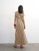 Topshop linen rich fallen shoulder midaxi dress in natural stripes