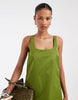 & Other Stories summer mini dress with bottom hem adjustable drawstring in green