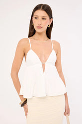 Sndys The Label Fallen Peplum Top White