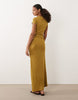 light ribbed cut out midi dress in olive green