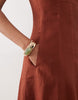 Mango 100% linen square neck sleeveless maxi dress in burnt orange