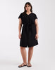ONLY Curve tie waist mini dress in black