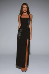 Too Hot To Miss Halter Maxi Dress Black