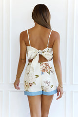 Trendy Floral Tie Back Crop Top Skort Set Blue