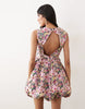 Sister Jane sweet blossom jacquard sleeveless bubble skirt mini dress in pink floral