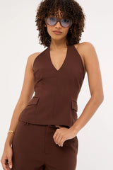 Perfect Stranger Luella Halter Suiting Top Brown