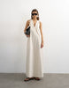 Topshop poplin halter deep hem maxi trapeze dress in off white