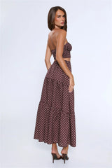 Icon Darling Strapless Polka Dot Crop Top Brown