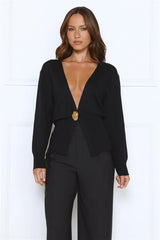Noir Allure Knit Cardigan Black
