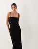 Ellen lace trim cami slip dress in black