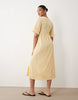 Mamalicious Maternity short sleeve nursing button detail textured jersey midi dress in yellow