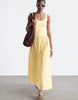 & Other Stories fitted bodice maxi jersey dress with cotton poplin skirting in yellow