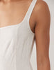 linen blend seam detail maxi dress in natural