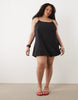Curve poplin puff mini sundress with tie straps in black