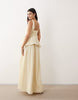 ARRANGE square neck maxi dress with linear jacquard skirt in buttermilk
