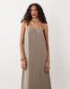 JDY Tall cheesecloth sleeveless maxi dress in light brown