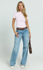 Georgina Top - Crew Neck Short Sleeve Baby Tee in Baby Pink