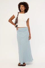 Luck & Trouble Aliyah Stripe Maxi Skirt Blue and Brown